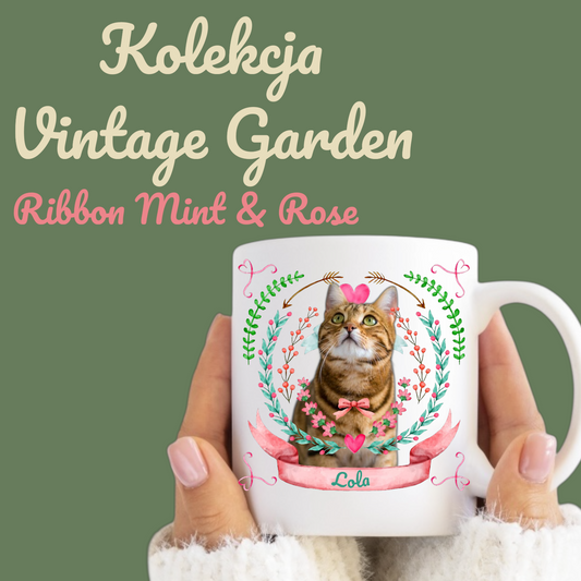 Personalizowany Kubek ze zdjęciem Twojego Pupila / Ribbon Mint & Rose