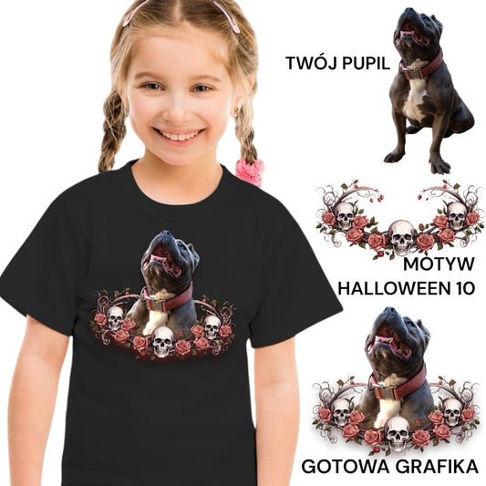 Koszulka z Twoim Pupilem Personalizacja / Biała / Czarna / Dziecięca Unisex / Halloween 10