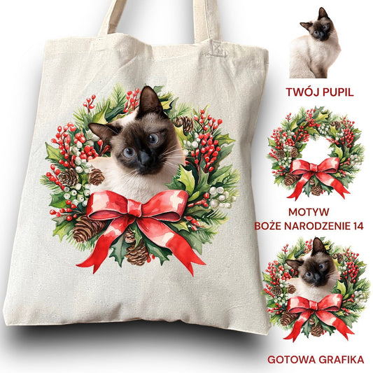 Personalizacja eko Torba ze zdjęciem Twojego Pupila / Boże Narodzenie 14