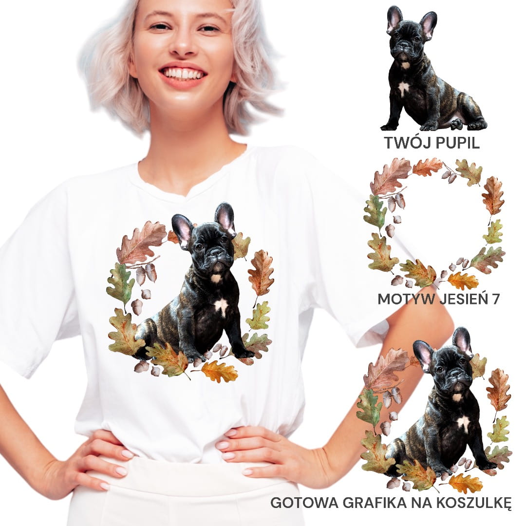 T-shirt z nadrukiem Twój Pupil na koszulce Biały / Czarny / Unisex / Jesień 7
