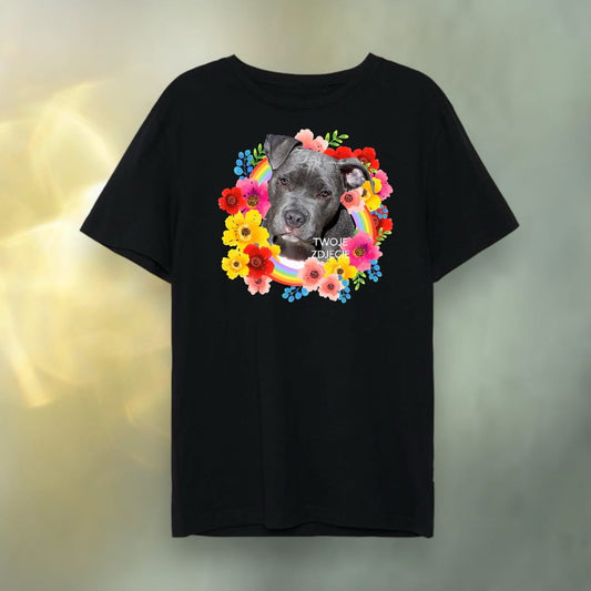 T-shirt z nadrukiem Twój Pupil na koszulce Biały / Czarny / Unisex / Tęcza 2