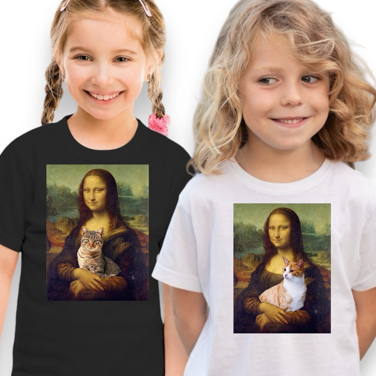 Koszulka z Twoim Pupilem Personalizacja / Biała / Dziecięca Unisex / Mona Lisa
