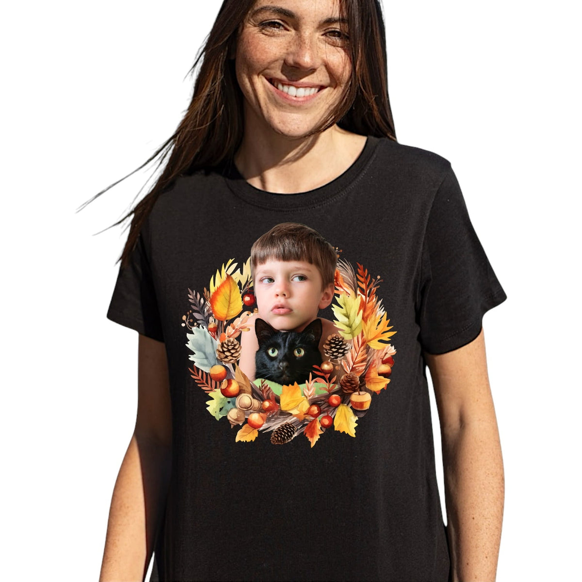 T-shirt z nadrukiem Twój pupil na koszulce Biały / Czarny / Unisex / Jesień 11
