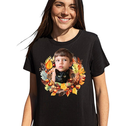T-shirt z nadrukiem Twój pupil na koszulce Biały / Czarny / Unisex / Jesień 11