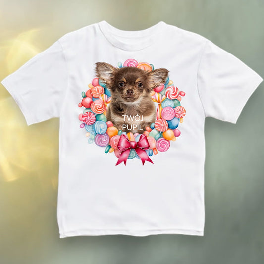 Koszulka z Twoim Pupilem Personalizacja / Biała / Czarna / Dziecięca Unisex / Cukierki 1