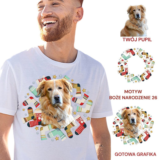T-shirt z nadrukiem Twój Pupil na koszulce Biały / Czarny / Unisex / Boże Narodzenie 26