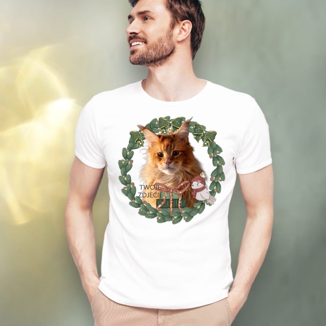 T-shirt z nadrukiem Twój Pupil na koszulce Biały / Czarny / Unisex / Boże Narodzenie 7