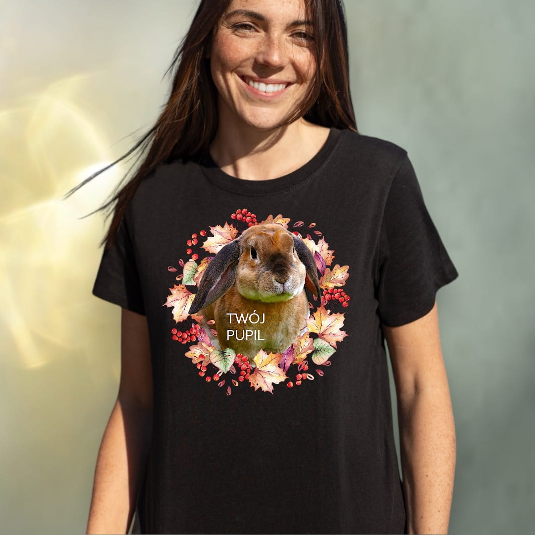 T-shirt z nadrukiem Twój pupil na koszulce Biały / Czarny / Unisex / Jesień 4