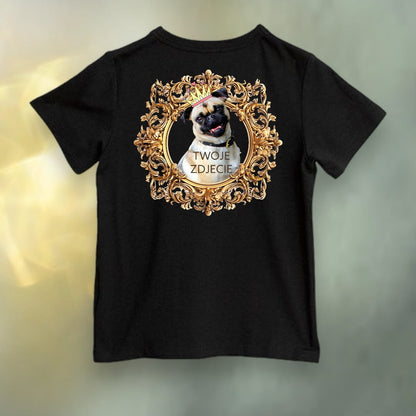 Koszulka z Twoim Pupilem Personalizacja / Biała / Czarna / Dziecięca Unisex / Złota ramka 1