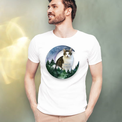 T-shirt z nadrukiem Twój Pupil na koszulce Biały / Czarny / Unisex / Księżyc 1