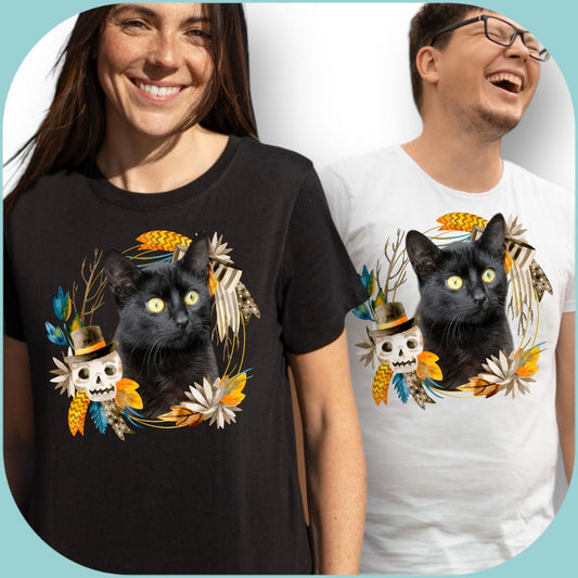 T-shirt z nadrukiem Twój pupil na koszulce Biały / Czarny / Unisex / Halloween 9