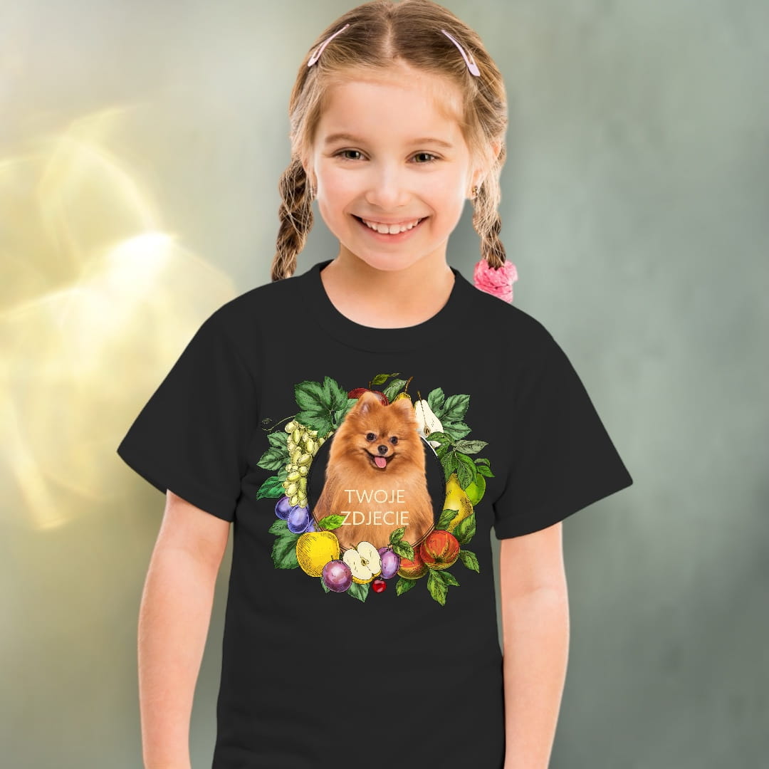 Koszulka z Twoim Pupilem Personalizacja / Biała / Czarna / Dziecięca Unisex / Owoce