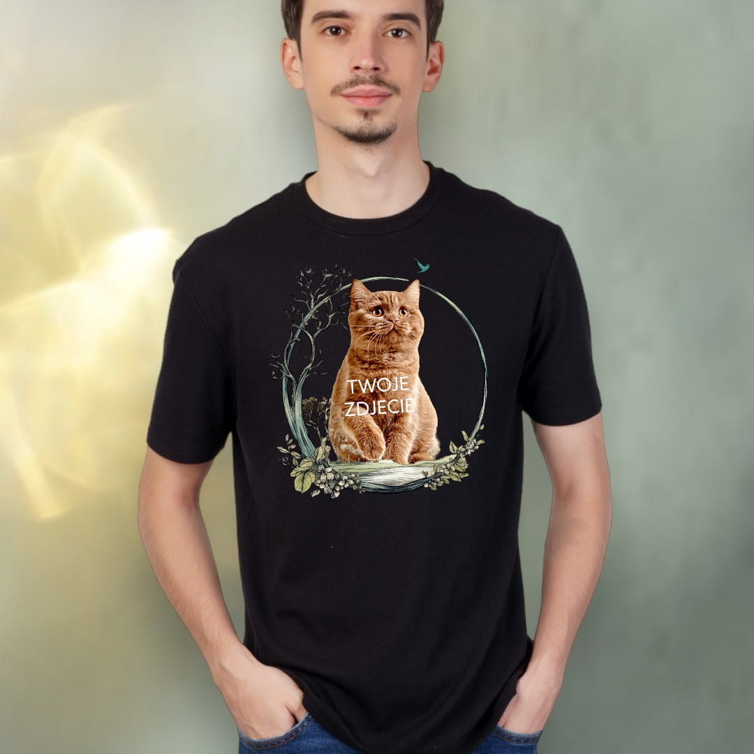 T-shirt z nadrukiem Twój Pupil na koszulce Biały / Czarny / Unisex / Krajobraz 2