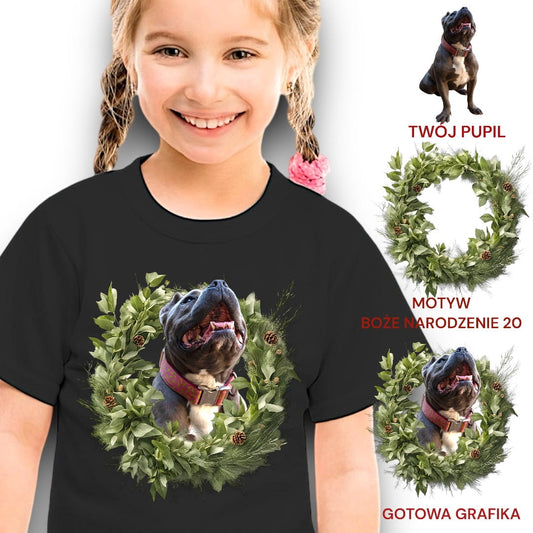 Koszulka z Twoim Pupilem Personalizacja / Biała / Czarna / Dziecięca Unisex / Boże Narodzenie 20