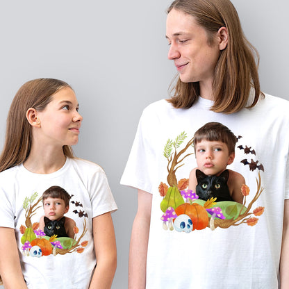 T-shirt z nadrukiem Twój pupil na koszulce Biały / Czarny / Unisex / Halloween 6
