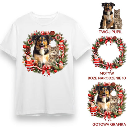 T-shirt z nadrukiem Twój Pupil na koszulce Biały / Czarny / Unisex / Boże Narodzenie 10