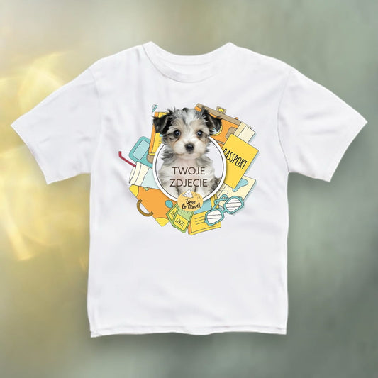 Koszulka z Twoim Pupilem Personalizacja / Biała / Czarna / Dziecięca Unisex / Travel 1