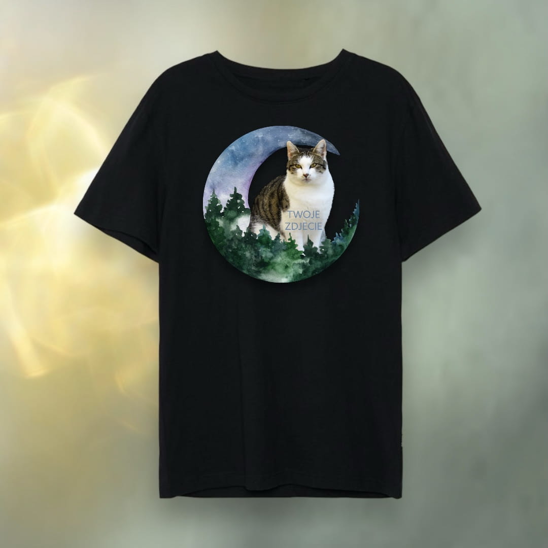 T-shirt z nadrukiem Twój Pupil na koszulce Biały / Czarny / Unisex / Księżyc 1