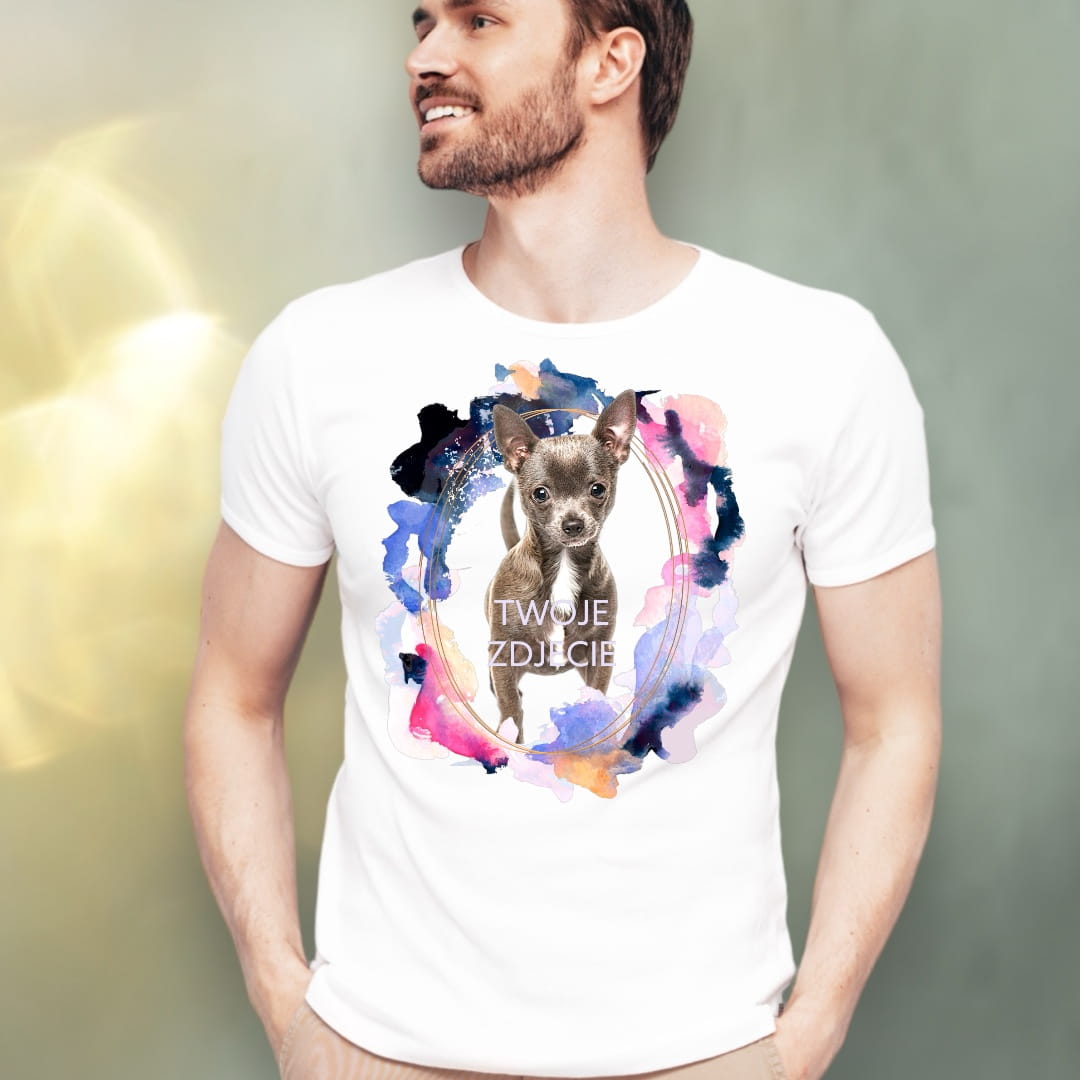 T-shirt z nadrukiem Twój Pupil na koszulce Biały / Czarny / Unisex / Plama 2