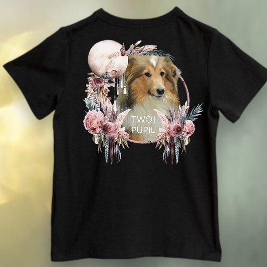 Koszulka z Twoim Pupilem Personalizacja / Biała / Czarna / Dziecięca Unisex / Boho 2