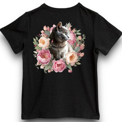 Koszulka z Twoim Pupilem Personalizacja / Biała / Czarna / Dziecięca Unisex / Piwonie