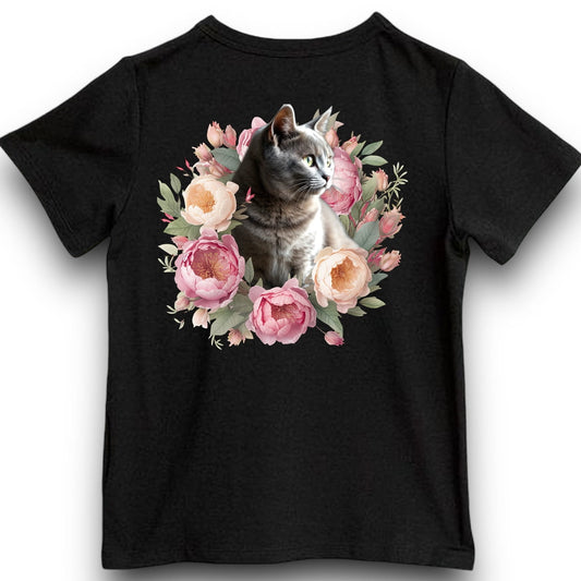 Koszulka z Twoim Pupilem Personalizacja / Biała / Czarna / Dziecięca Unisex / Piwonie