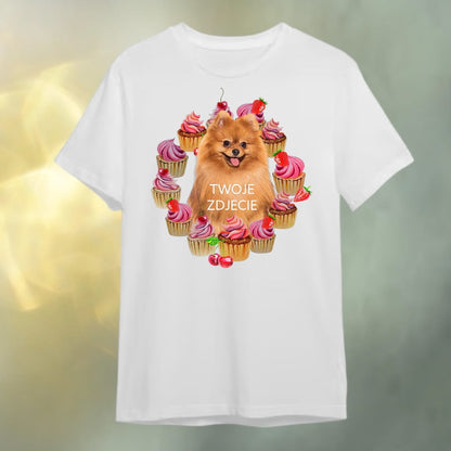 T-shirt z nadrukiem Twój Pupil na koszulce Biały / Czarny / Unisex / Babeczki
