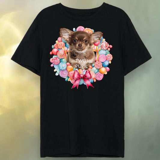 T-shirt z nadrukiem Twój Pupil na koszulce Biały / Czarny / Unisex / Cukierki 1