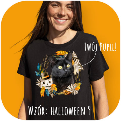 T-shirt z nadrukiem Twój pupil na koszulce Biały / Czarny / Unisex / Halloween 9
