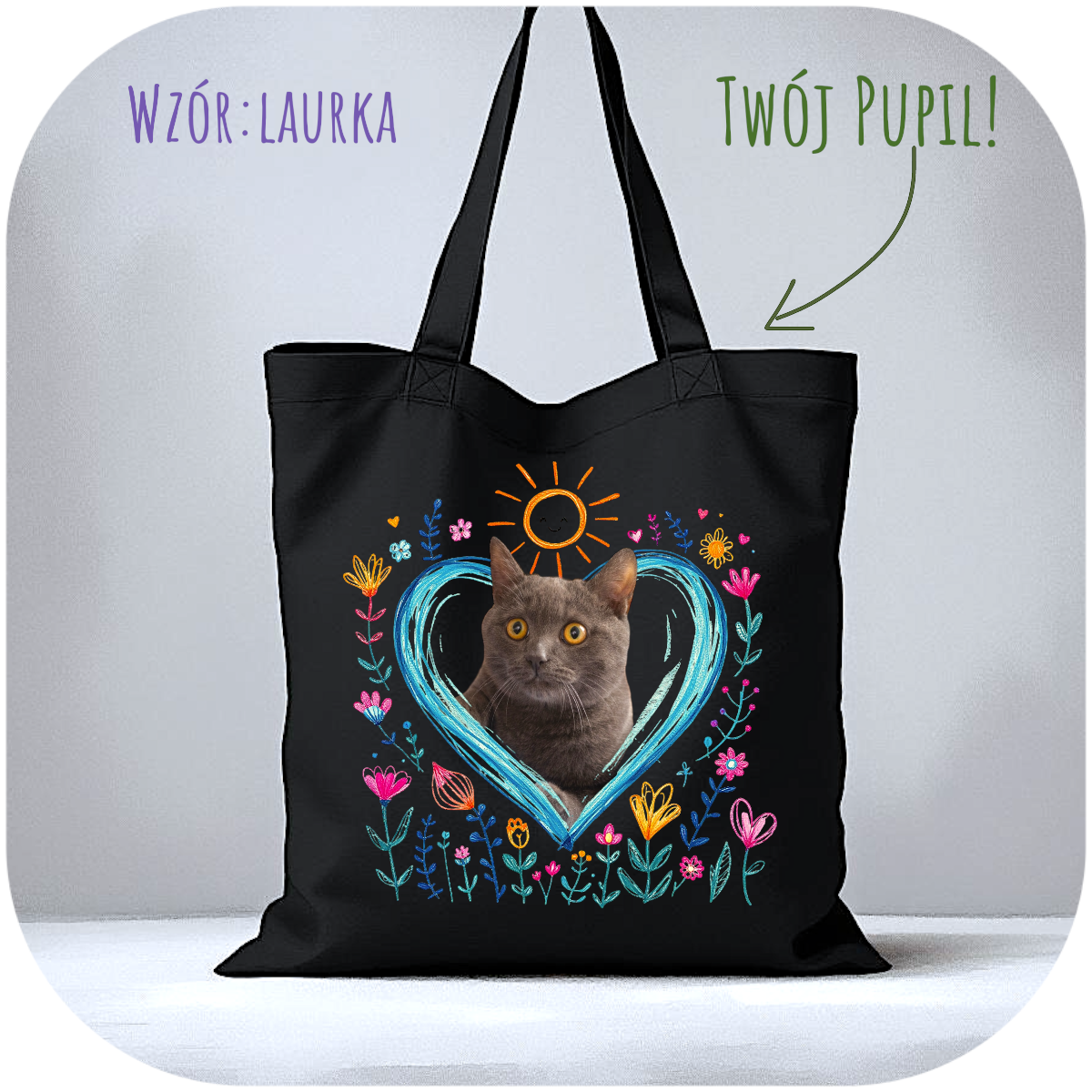 Personalizacja eko Torba ze zdjęciem Twojego Pupila / Laurka