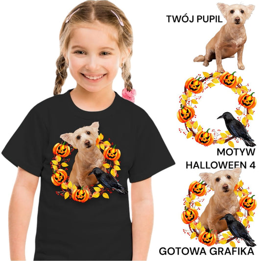 Koszulka z Twoim Pupilem Personalizacja / Biała /Czarna / Dziecięca Unisex / Halloween 4