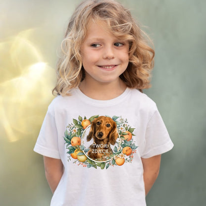 Koszulka z Twoim Pupilem Personalizacja / Biała / Czarna / Dziecięca Unisex / Pomarańcze