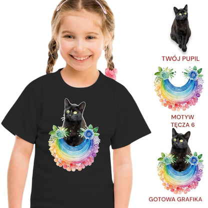 Koszulka z Twoim Pupilem Personalizacja / Biała / Czarna / Dziecięca Unisex / Tęcza 6