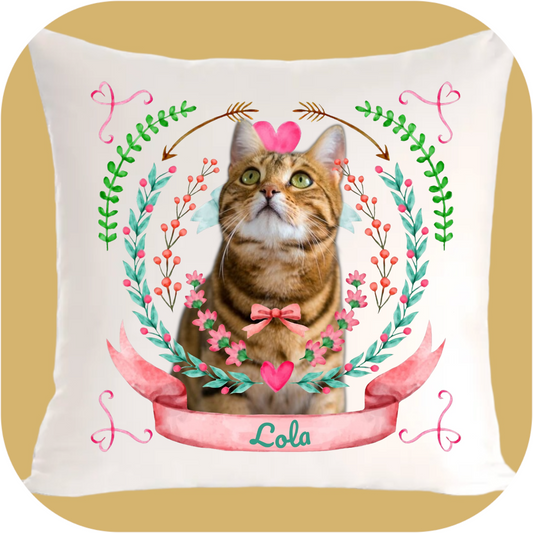 Personalizowany Prezent Poduszka z Twoim Pupilem / Ribbon Mint & Rose
