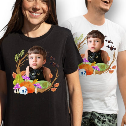 T-shirt z nadrukiem Twój pupil na koszulce Biały / Czarny / Unisex / Halloween 6