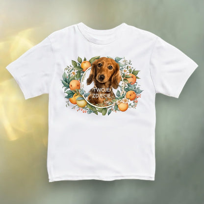 Koszulka z Twoim Pupilem Personalizacja / Biała / Czarna / Dziecięca Unisex / Pomarańcze
