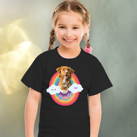Koszulka z Twoim Pupilem Personalizacja / Biała / Czarna / Dziecięca Unisex / Tęcza 1