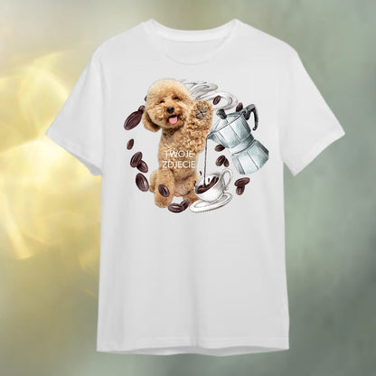 T-shirt z nadrukiem Twój Pupil na koszulce Biały / Czarny / Unisex / Smaczna kawusia 1