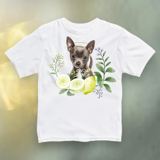 Koszulka z Twoim Pupilem Personalizacja / Biała / Czarna / Dziecięca Unisex / Cytryny 2