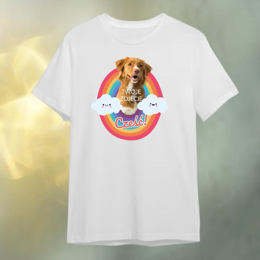 T-shirt z nadrukiem Twój Pupil na koszulce Biały / Czarny / Unisex / Tęcza 1