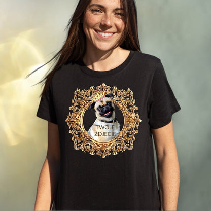 T-shirt z nadrukiem Twój Pupil na koszulce Biały / Czarny / Unisex / Złota ramka 1
