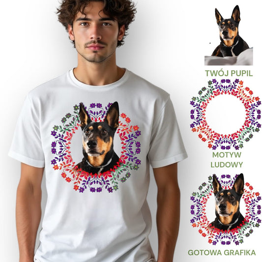 T-shirt z nadrukiem Twój Pupil na koszulce Biały / Czarny / Unisex / Ludowy