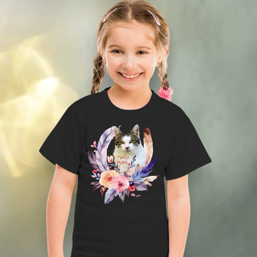 Koszulka z Twoim Pupilem Personalizacja / Biała / Czarna / Dziecięca Unisex / Boho 3
