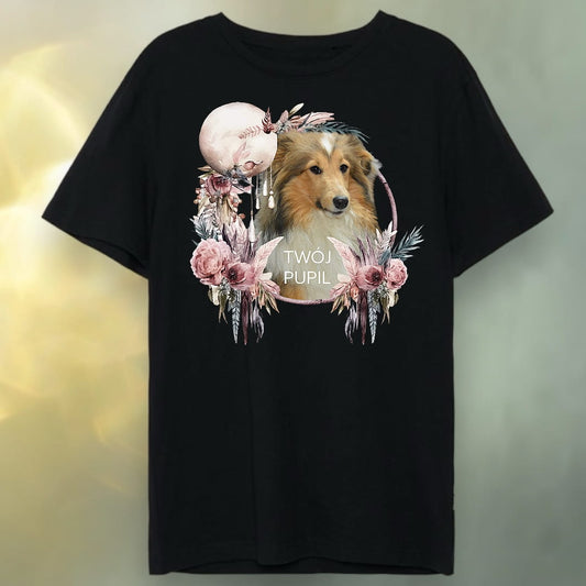 T-shirt z nadrukiem Twój Pupil na koszulce Biały / Czarny / Unisex / Boho 2