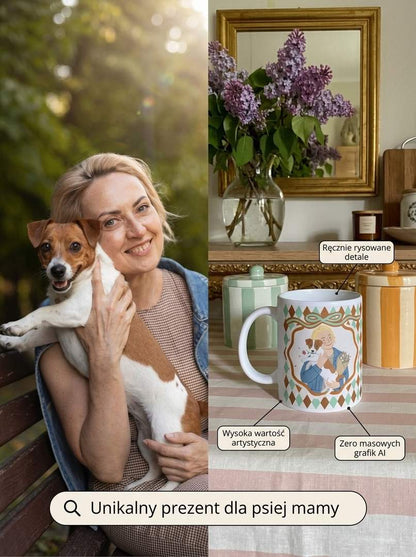 Personalizowany Kubek z ręcznie stworzoną grafiką Twojego Pupila / Retro Harlequin
