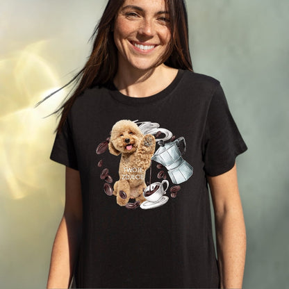 T-shirt z nadrukiem Twój Pupil na koszulce Biały / Czarny / Unisex / Smaczna kawusia 1