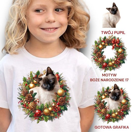 Koszulka z Twoim Pupilem Personalizacja / Biała / Czarna / Dziecięca Unisex / Boże Narodzenie 17