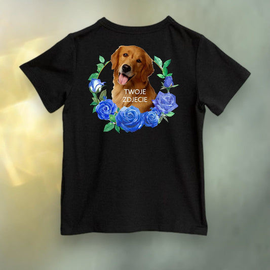Koszulka z Twoim Pupilem Personalizacja / Biała / Czarna / Dziecięca Unisex / Róża 4