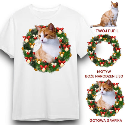 T-shirt z nadrukiem Twój Pupil na koszulce Biały / Czarny / Unisex / Boże Narodzenie 30