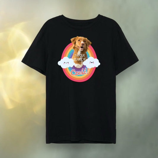 T-shirt z nadrukiem Twój Pupil na koszulce Biały / Czarny / Unisex / Tęcza 1